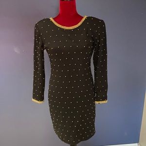 Black & gold polka dot dress with low cut back